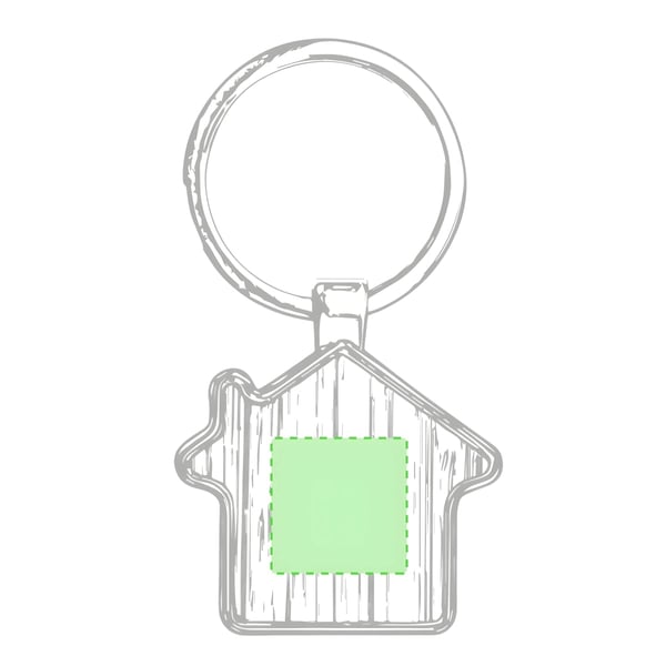 Bamboo and Metal House-Shaped Keyring