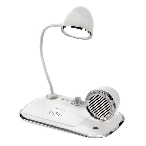 מעמד רב-תכליתי עם רמקול בלוטוס ומנורת LED לטעינה אלחוטית מהירה