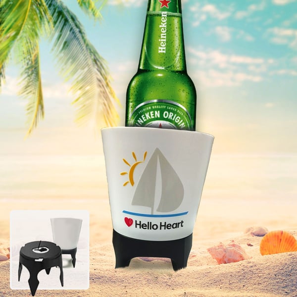 מעמד בקבוק עם פותחן מובנה ורגליים לחול