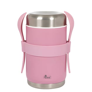 מיכל תרמי מנירוסטה לאוכל חם וקר עם מזלג וכף - Pack&eat