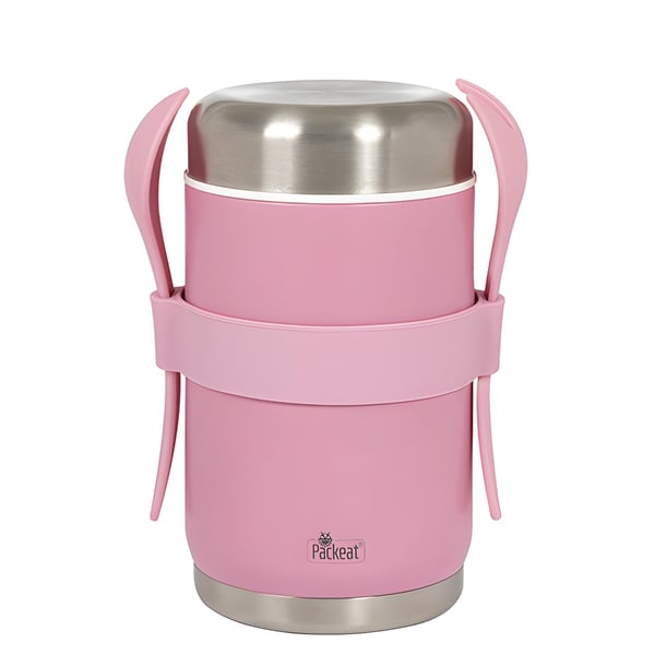 Stainless Steel Thermal Food Container for Hot and Cold Meals with Fork and Spoon - Pack&eat