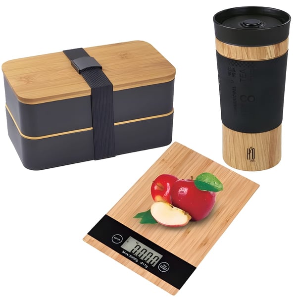 Portable Lunch Box with Strap and Bamboo Lid