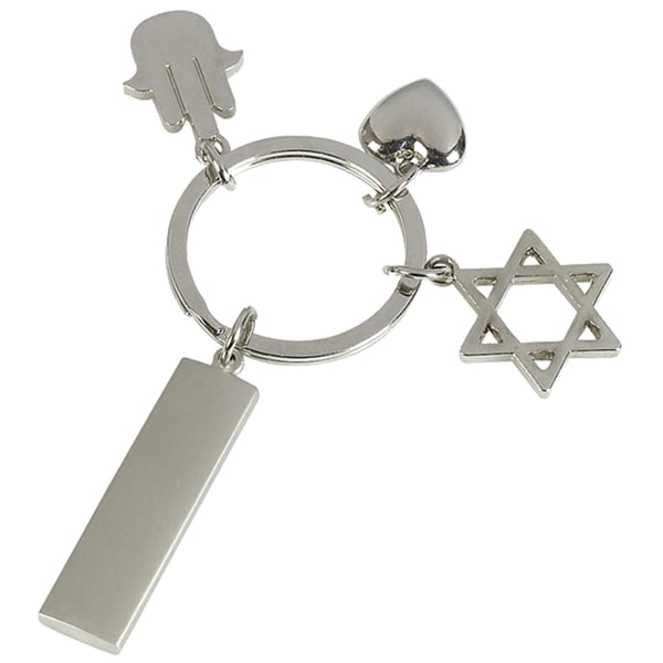Unique Keychain - Hamsa Heart and Star of David
