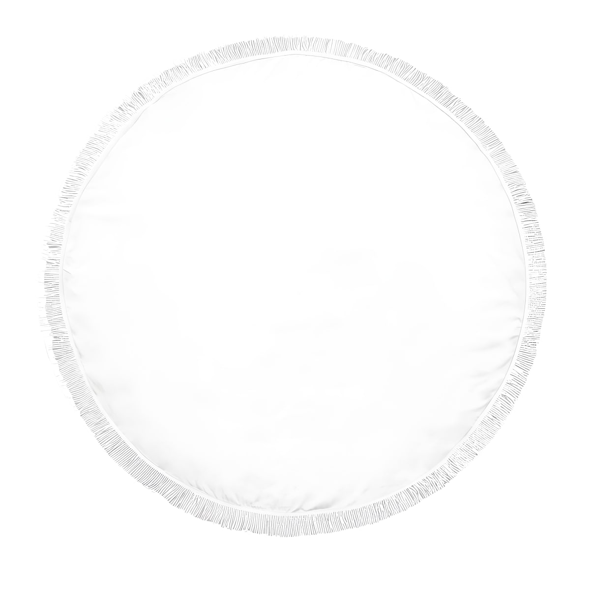 מגבת חוף עגולה לבנה עם עיצוב פרנזים ענקית