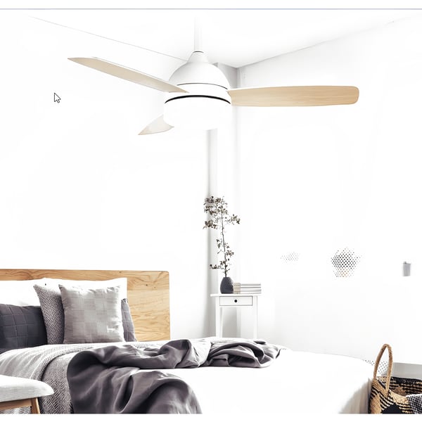 מאוורר תקרה לבן 42 אינץ' עם שלט חכם 25W