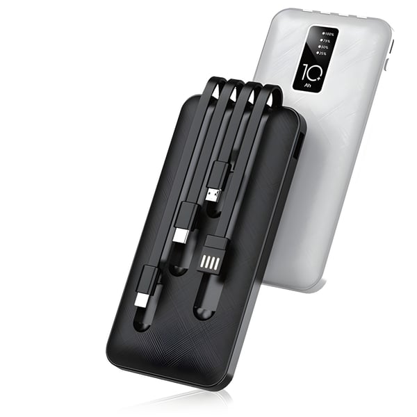 מרקורי מטען נייד עם כבלים מוטמעים 10,000 mAh