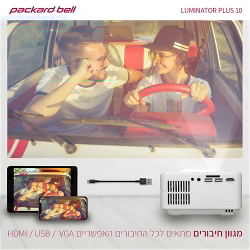 מקרן וידאו איכותי 3000 לומנס עם תצוגה עד 120 אינץ'