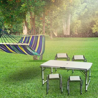 ערכת קמפינג מושלמת: ערסל זוגי ושולחן עם כיסאות