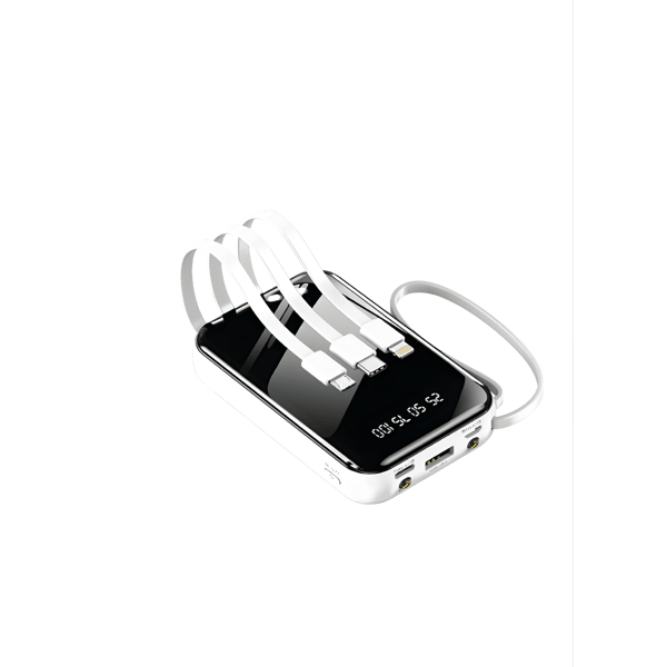 מטען נייד מיני עם צג דיגיטלי 10,000MAH כולל כבלים מתאמים