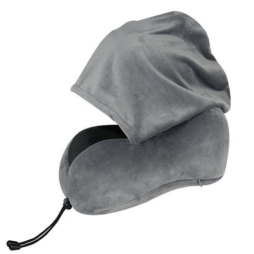 כרית צוואר נסיעות עם קפוצ'ון וזיכרון קצף בתיק PVC