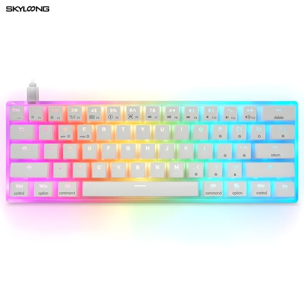 High-Speed Mechanical Gaming Keyboard with Hebrew Support in White