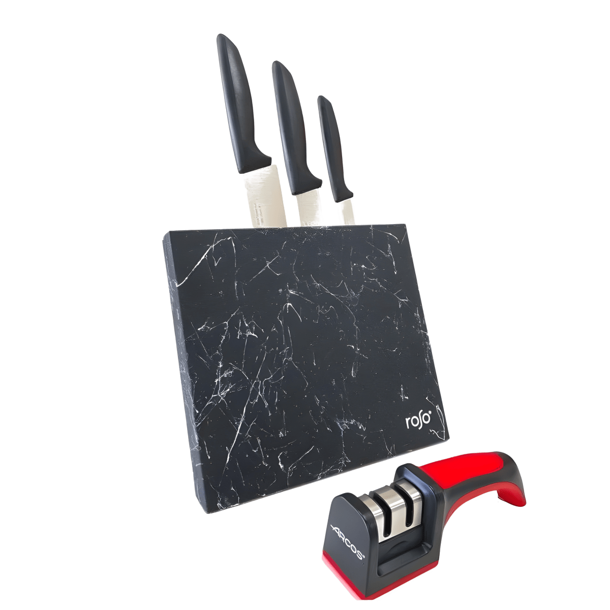 סט מארז מאובזר עם סכיני שף, משחיז מקצועי ובלוק אחסון מבית ARCOS