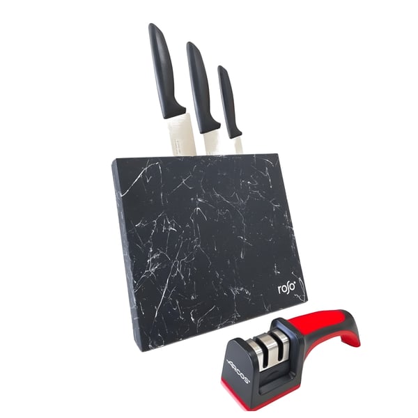 סט מארז מאובזר עם סכיני שף, משחיז מקצועי ובלוק אחסון מבית ARCOS