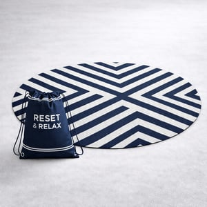 סט מגבת חוף עגולה ותיק שרוכים מודפס , הדפס צבעוני מלא all over