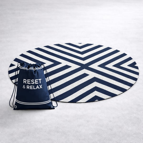 סט מגבת חוף עגולה ותיק שרוכים מודפס , הדפס צבעוני מלא all over