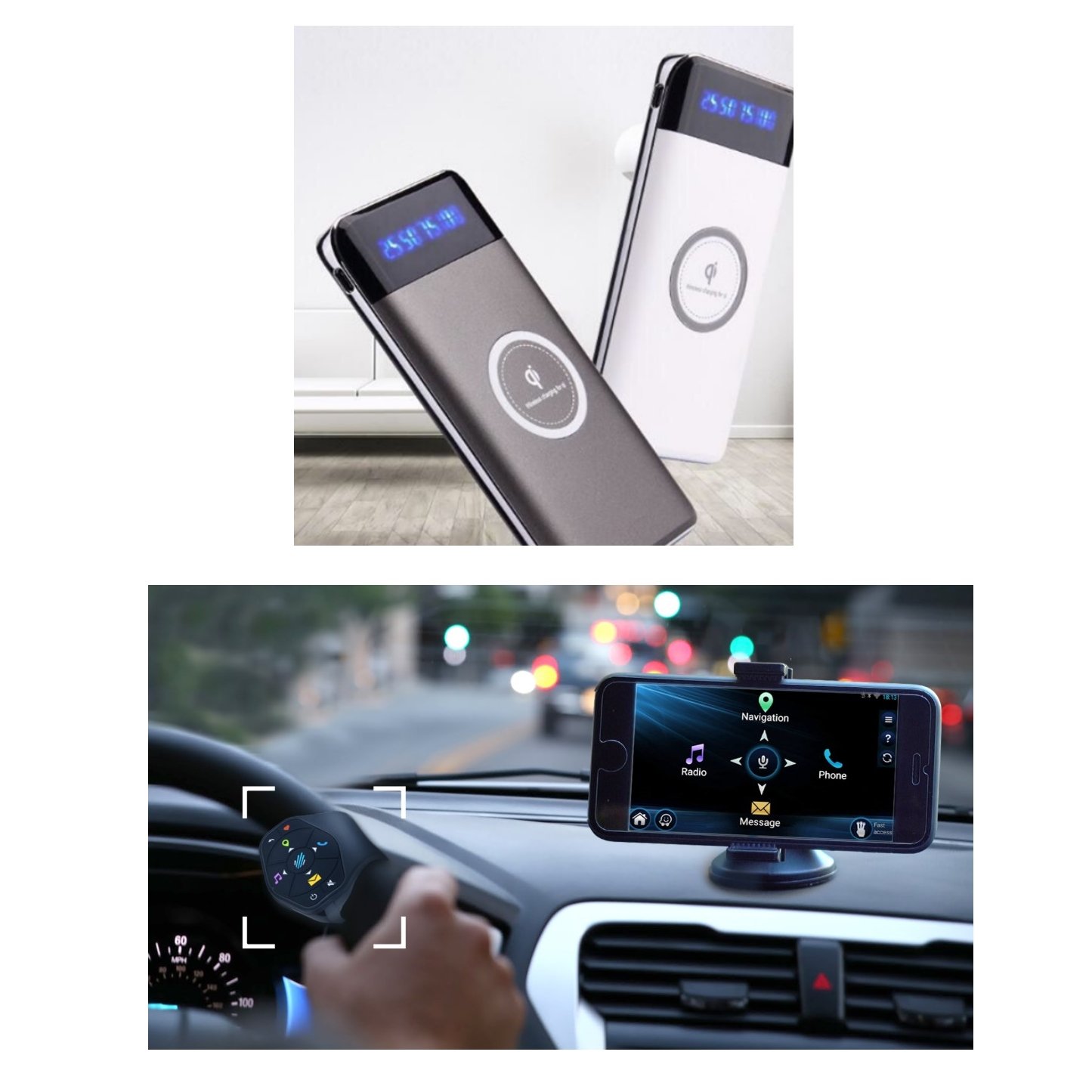 מארז חדשני לשליטה בטלפון בנהיגה עם מטען אלחוטי