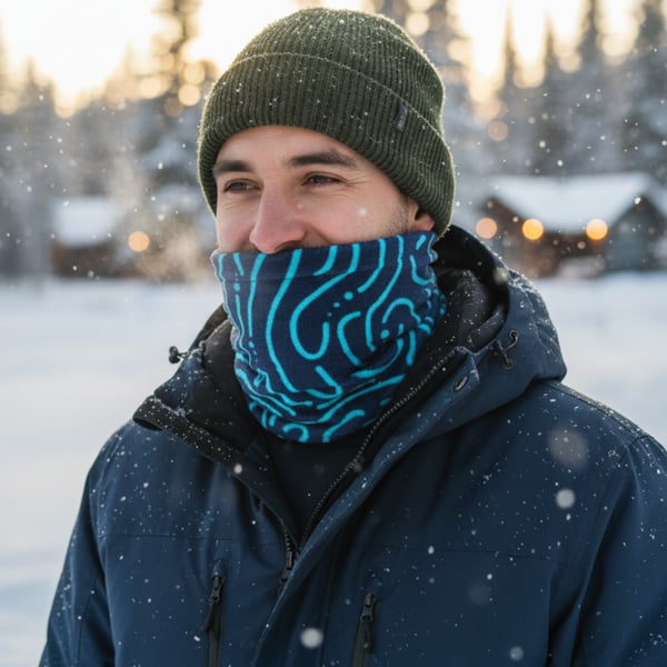 Single-Sided Coral Fleece Neck Warmer with Colorful Print