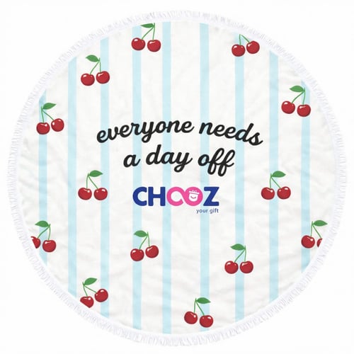 לונג עגול עם פרנזים בקוטר 150 ס"מ - מיתוג Allover (שמיכת פיקניק)