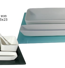 סט קערות קרמיקה פורצלן במגש זכוכית - מתנה עסקית מרשימה