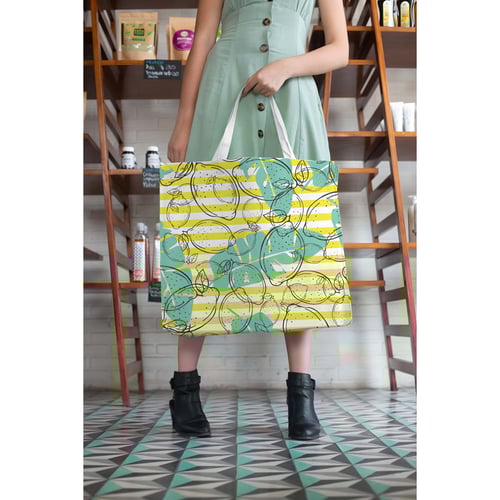 תיק צד קנווס חוף רחב עם הדפסה צבעונית