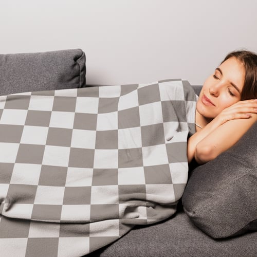 שמיכת כרבולית זוגית מבד קורל פליז עם הדפס צבעוני