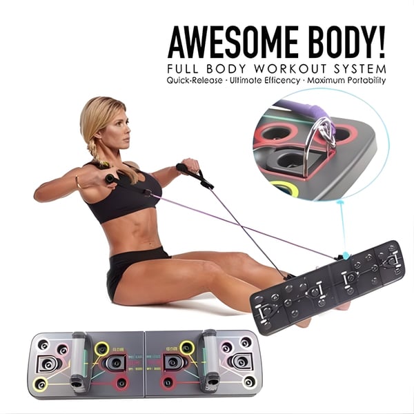 לוח אימון פוש-אפ עם רצועות כושר