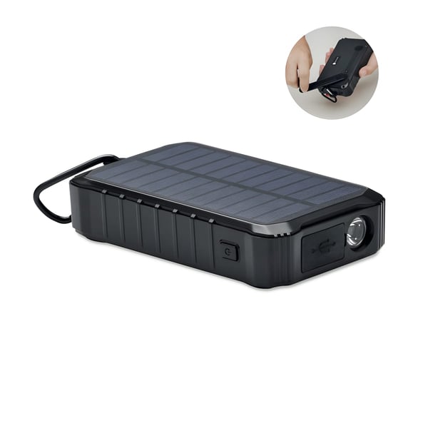 8000mAh Solar Power Bank with Hand Crank