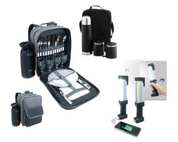 סט יוקרתי לפיקניק עם צידנית גב ופנס רב שימושי