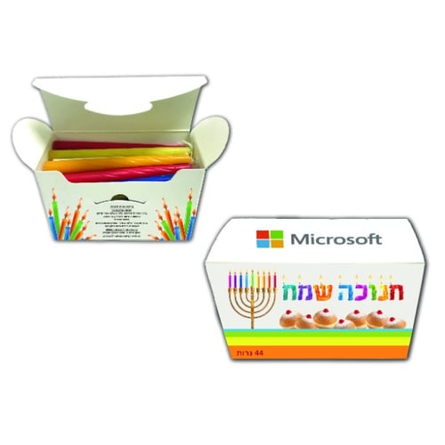 קופסת נרות לחנוכה עם מיתוג אישי - מתנה עסקית מרגשת