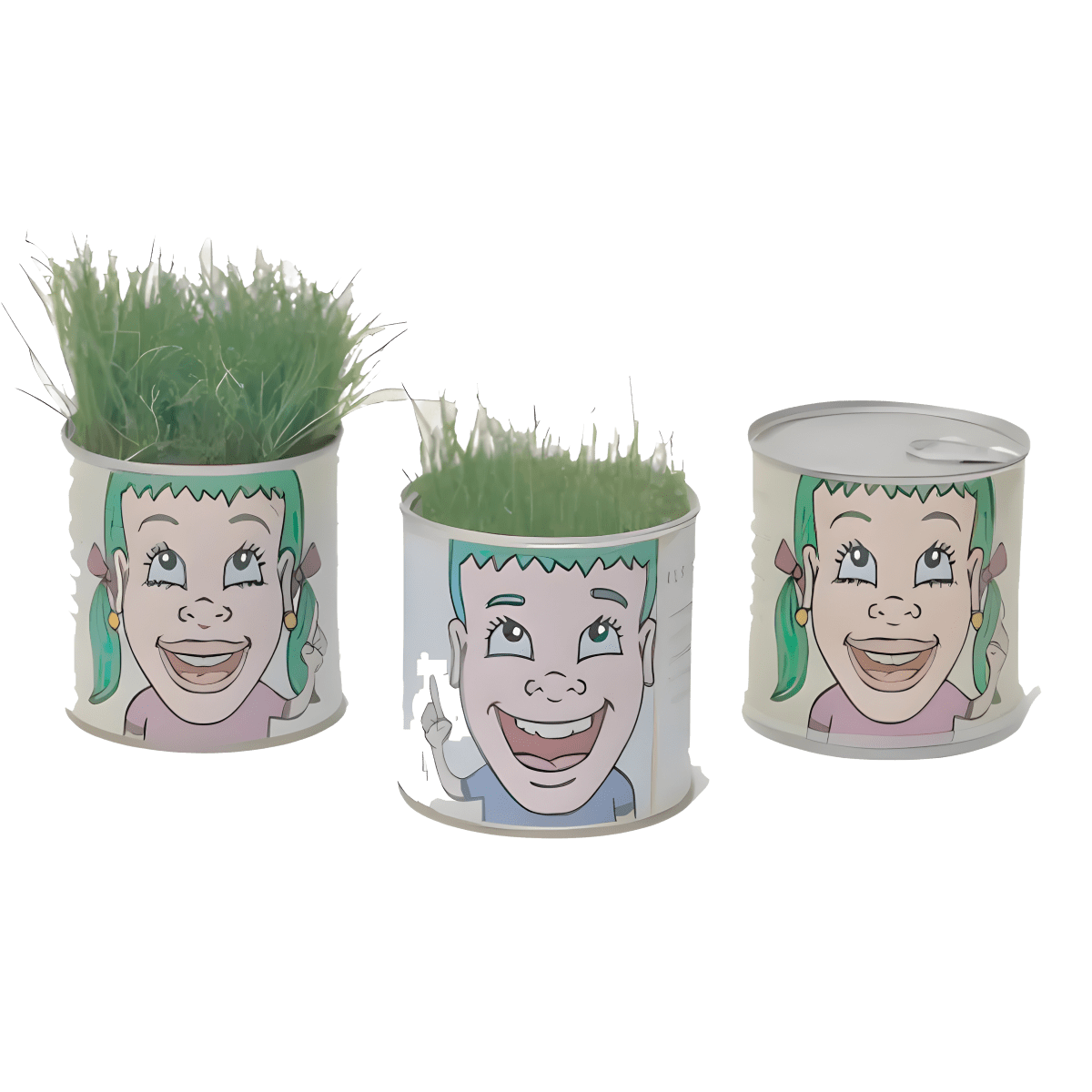 פחית פריחה וצמיחה עם דשא ראש