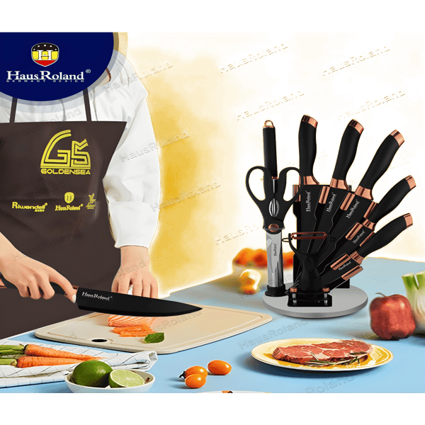 ערכת סכינים 9 יחידות + מעמד למטבח מעוצב