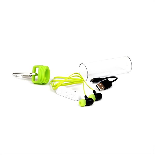 אוזניות Bluetooth במבחנה עם שאקל לחיבור נוח