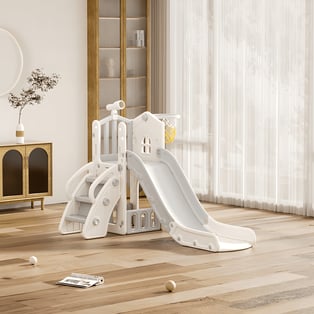 מגלשת שעשועים גדולה עם כדורסל ורשת