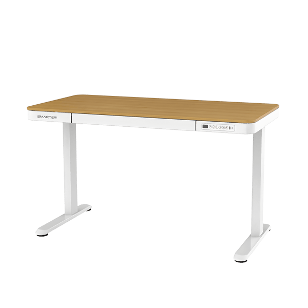 שולחן חכם לבן מעוצב עם עץ