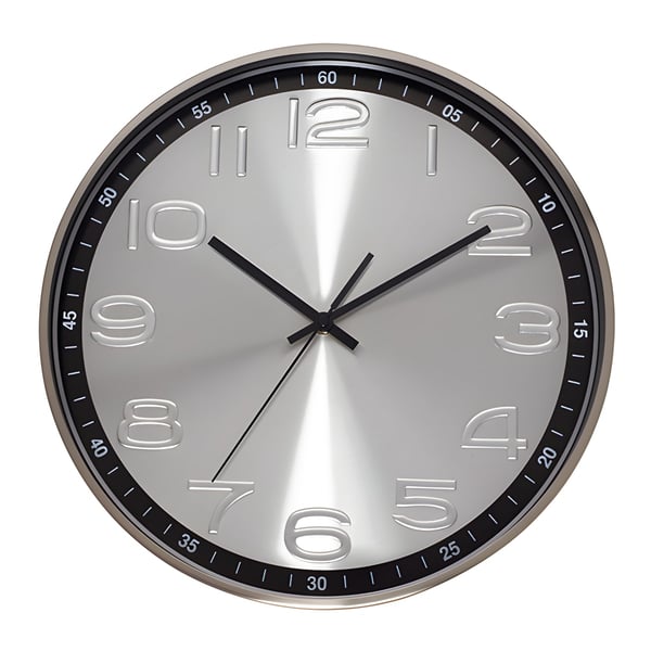 שעון קיר זכוכית עם מסגרת אלומיניום - קוטר 36 ס"מ