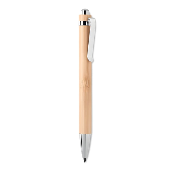 Eco-Friendly Inkless Pen with Bamboo Barrel & Chrome Accents