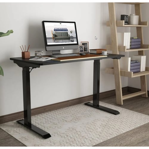 שולחן עבודה מתכוונן בגובה עם משטח כפול