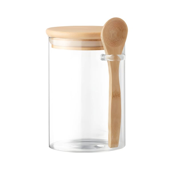 Borosilicate Glass Storage Jar with Bamboo Lid and Spoon