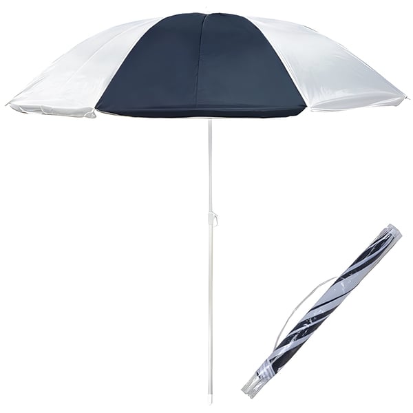 Premium Foldable Beach Umbrella Blue/White Diameter 180cm