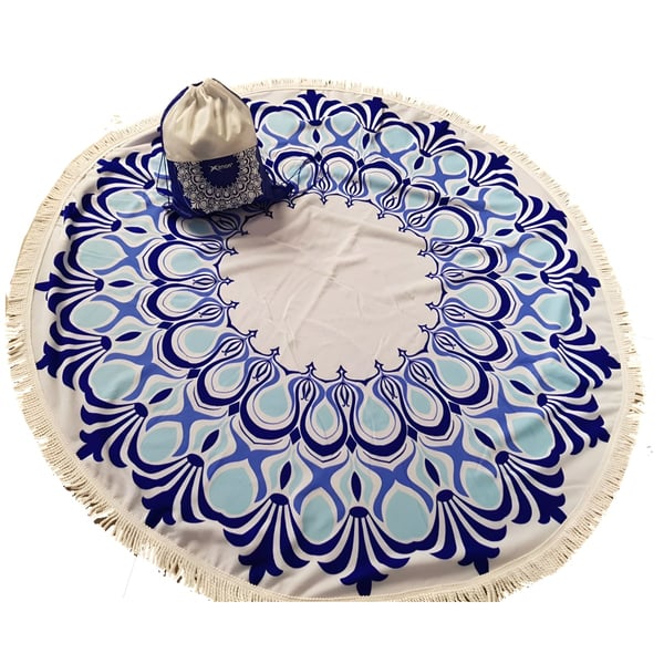 מגבת חוף עגולה עם תיק נשיאה נוח