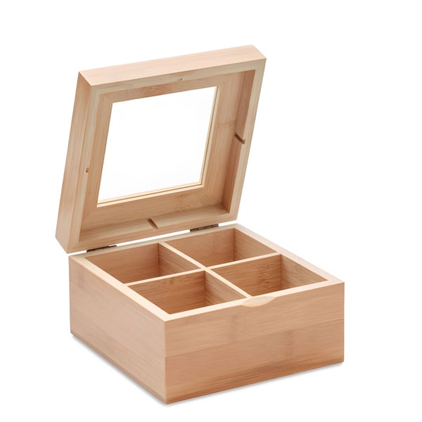 Bamboo Tea Box with Transparent Glass Lid