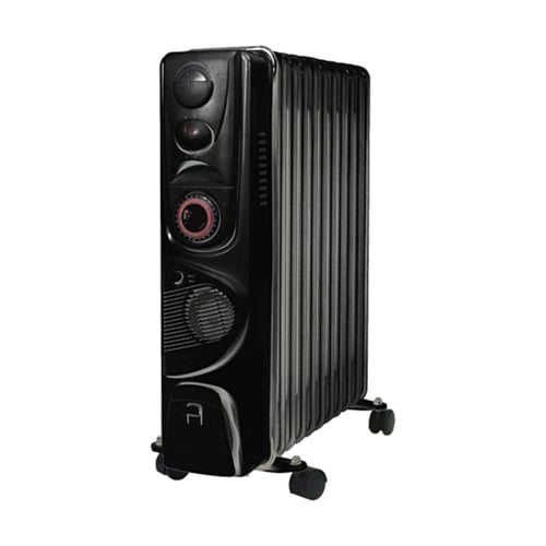 רדיאטור 11 צלעות בשחור חזק 2500W עם חימום טורבו ושעון שבת