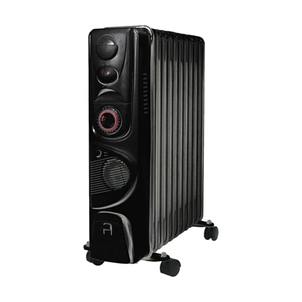 רדיאטור 11 צלעות בשחור חזק 2500W עם חימום טורבו ושעון שבת