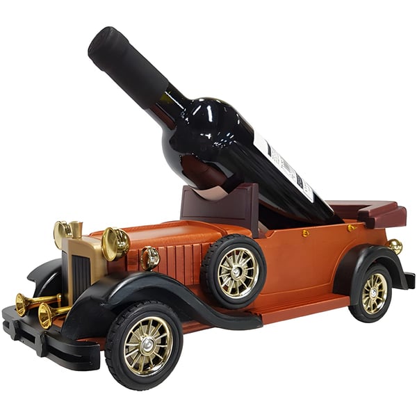 Vintage Wooden Car Wine Holder in Walnut Tone