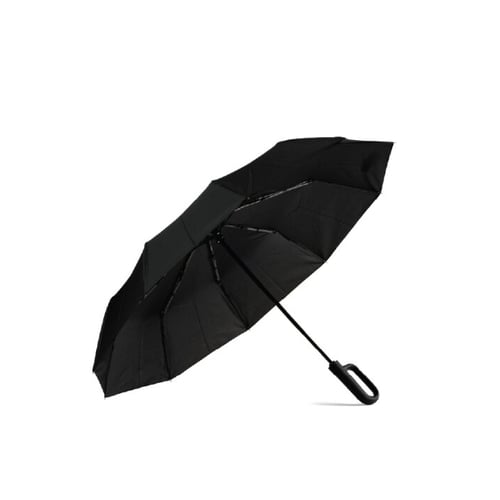 שחור - מטריה 23 אינץ מתקפלת/אוטומטית 10 פיאות ידית שאקל