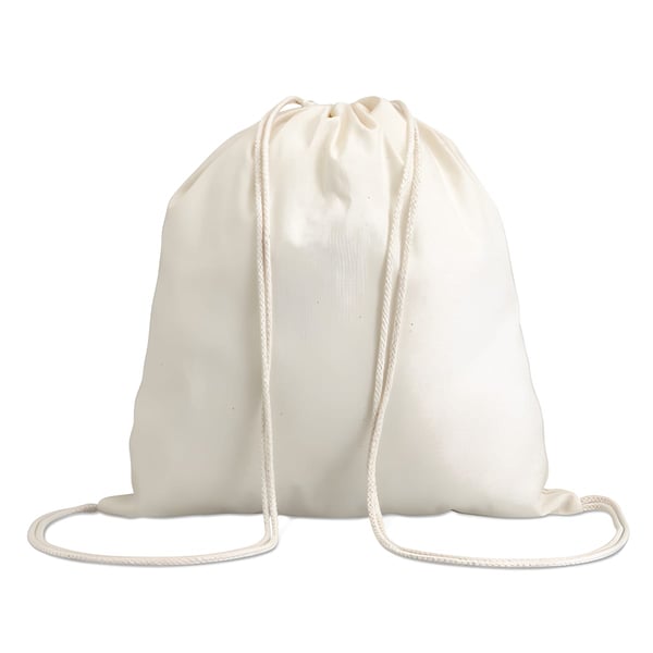 White Drawstring Pouch with Black Cord
