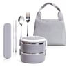Lunch Box Set with Cooler Bag and Stainless Cutlery - 2 Tiers