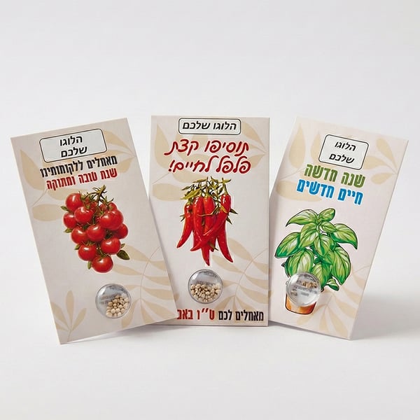 כרטיס ברכה פורח עם זרעים בקפסולה שקופה