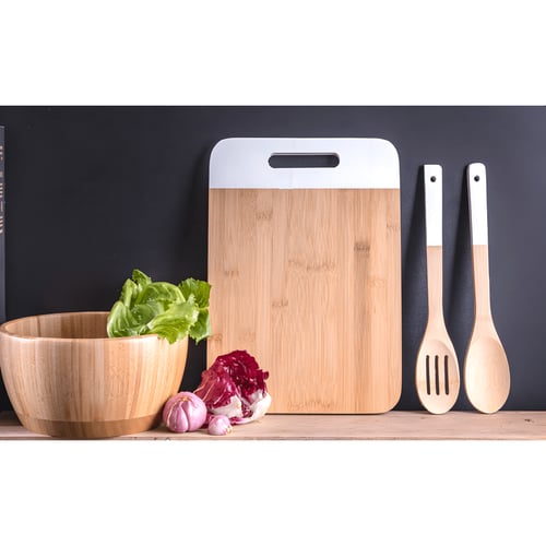 מארז 4 חלקים - קערה, קרש חיתוך וכפות במבוק מבית נעמן