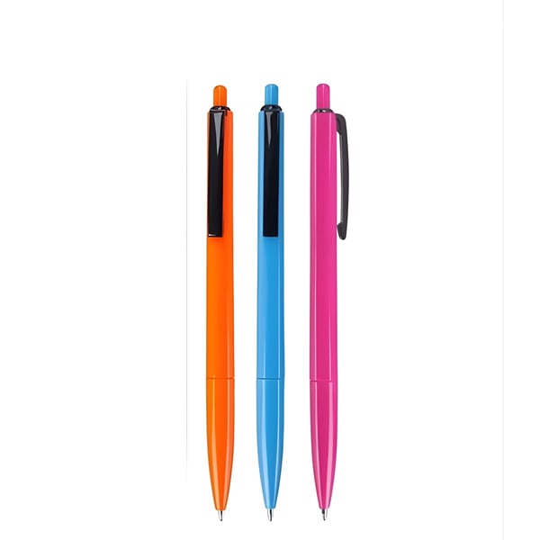 Slim Silver Plastic Pen with Ballpoint and Black Clip